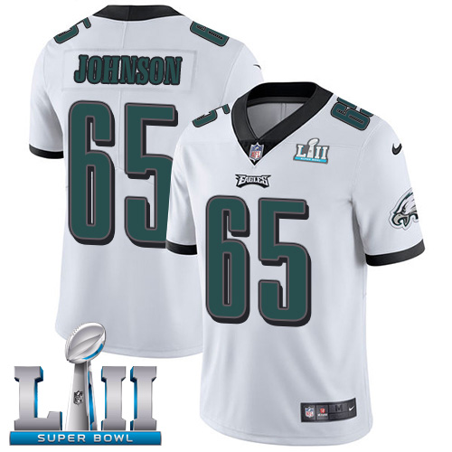 Nike Eagles #65 Lane Johnson White Super Bowl LII Youth Stitched NFL Vapor Untouchable Limited Jersey